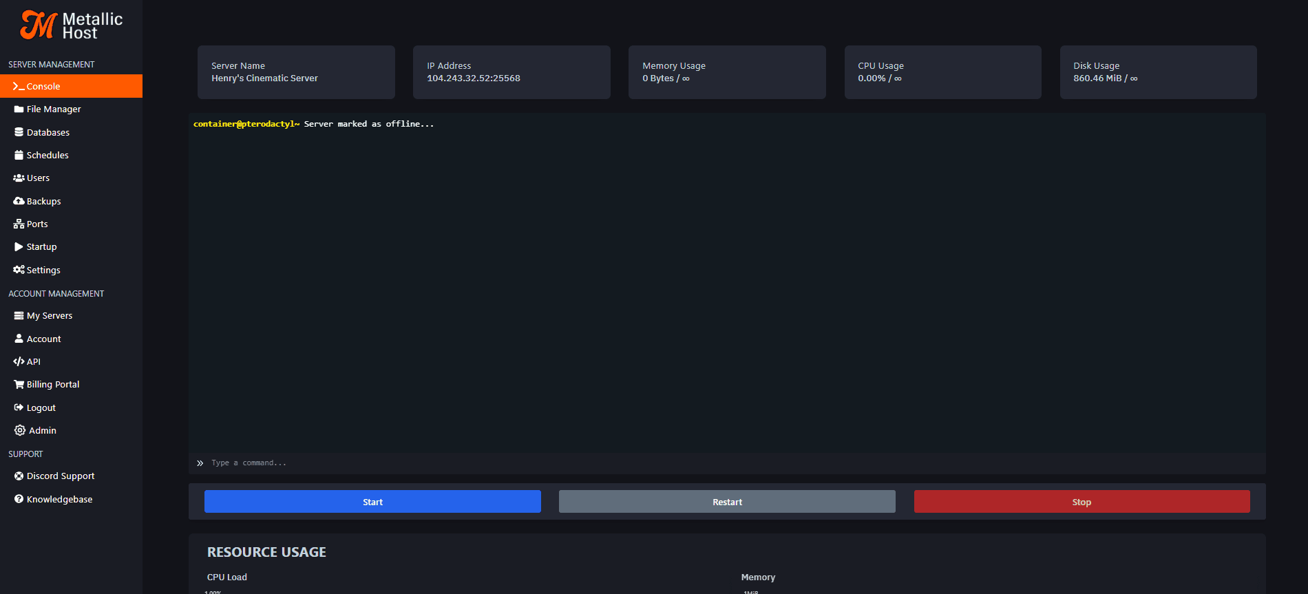 Pterodactyl Control Panel